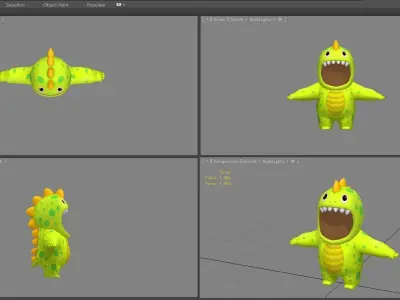 Cartoon dinosaur costume Low-poly 3D model