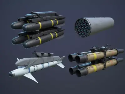 Helicopter Nato Weapons Set Low-Poly Low-poly 3D model