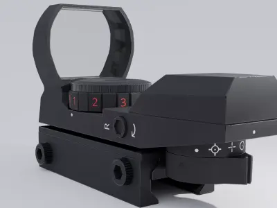 Reflex Sight Low Poly Red dot sight Low-poly 3D model