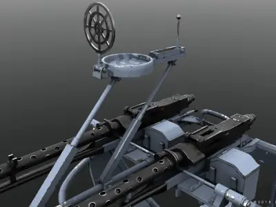 MG34 Zwillingsockel36 B Low-poly 3D model