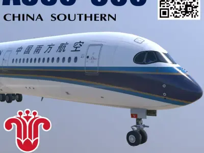 Airbus A350 China Southern livery Low-poly 3D model