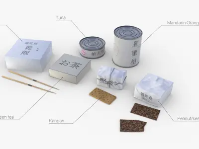 Japanese Combat Rations WWII Low-poly 3D model