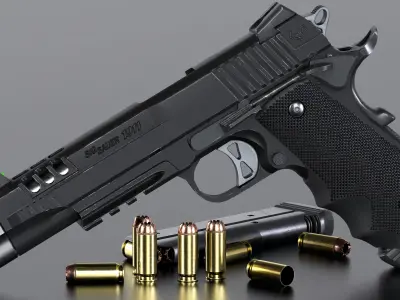 Game Ready 1911 Pistol 3D Model Low-poly 3D model