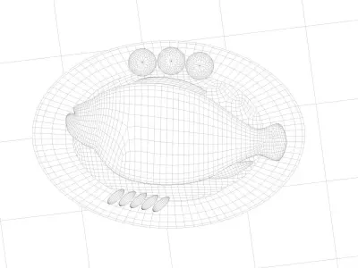 Braised fish  Braised red chang fish dishes C4D model Low-poly 3D model