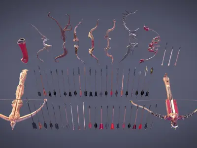 PBR Medieval Arrows Bows Crossbows Pack - 57 Assets 3D model