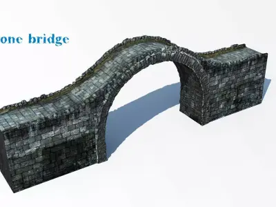 Stone bridge Low-poly 3D model