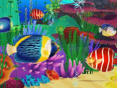Marine Angelfish Low-poly 3D model