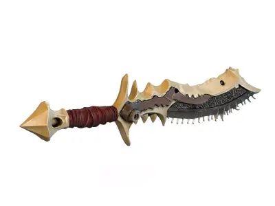 Futuristic dagger red gold High Poly Resolution 3D model