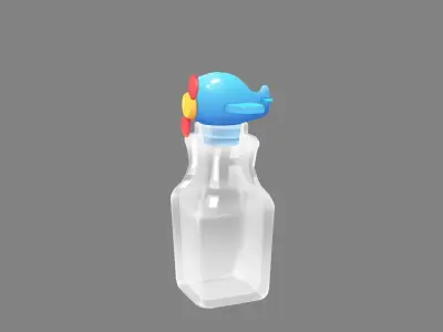 Cartoon drink - plane glass bottle - cork Low-poly 3D model