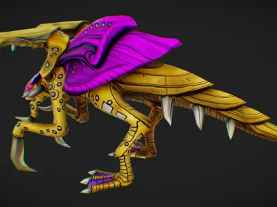 Alien Flea Monster Insect Creature Golden Bug Zergling Low-poly 3D model