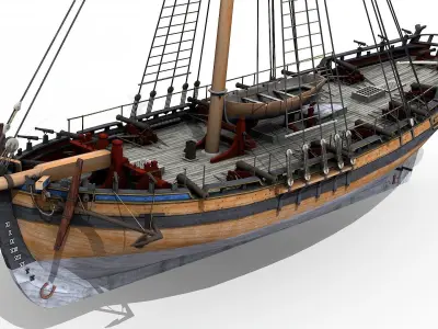 HMS Alert 1777 Cutter Low-poly 3D model