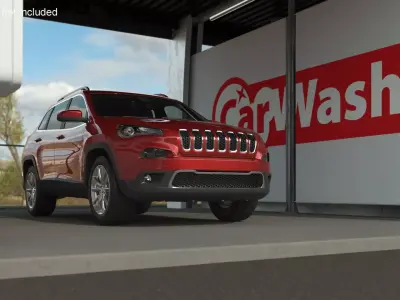 Self Service Car Wash with Vehicles 3D model