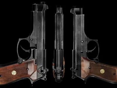 GAME READY BERETTA 92FS PBR RIGGED Low-poly 3D model