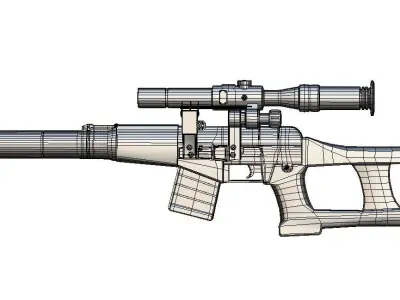 Rifle Silent Sniper Riffle Vintorez GRAU - 6P29 Low-poly 3D model