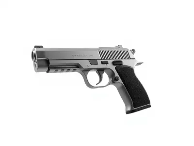 Sleek Silver Handgun model pack Low-poly 3D model