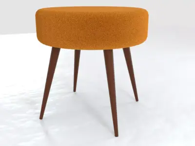 stool orange with wooden legs Free 3D model
