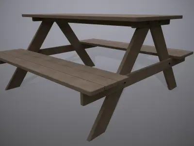 Wooden Picnic Table 3D model purchase