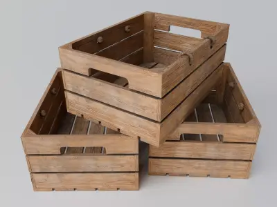 Wooden fruit box Free low-poly 3D model