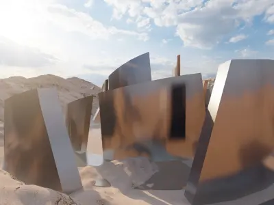 Futuristic Desert Retreat- Modern Oasis 3D model