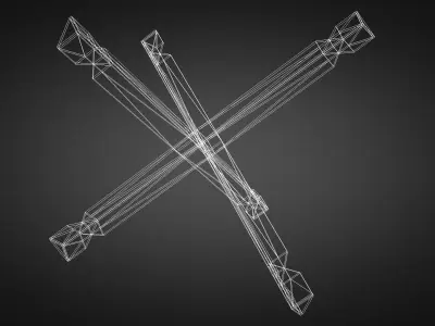 Hedgehog metal cross Low-poly 3D model