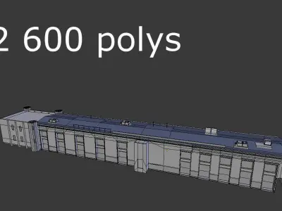 low poly prison building 3 Low-poly 3D model