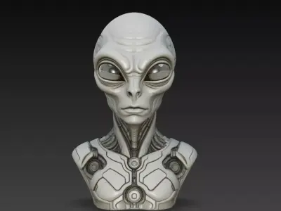 Biomechanical Alien Bust STL Futuristic Sci Fi Model 3D print model