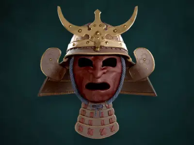 helmet samurai Low-poly 3D model