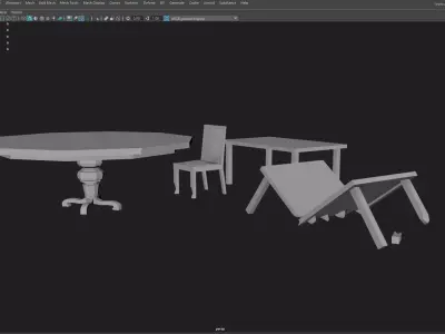 Old Broken Furniture Low-poly 3D model
