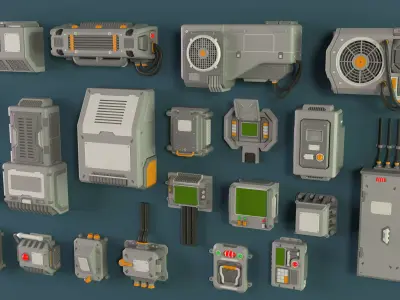 Wall Electric Props 2 - 20 pieces Low-poly 3D model