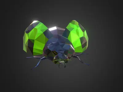 Green Bug Ladybug Low Polygon Art Insect Low-poly 3D model