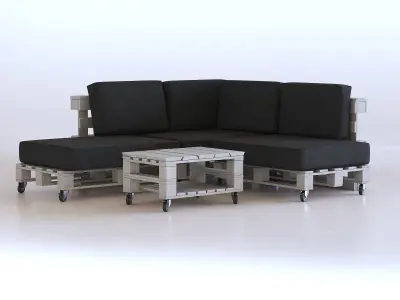 Living room pallet furniture 3D model