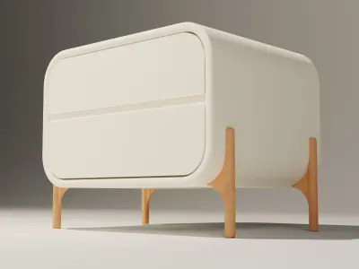 Elegant White Side Table with Wooden Legs - 3D Furniture Model Free 3D model