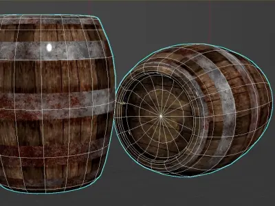 Barrel two vases Free low-poly 3D model
