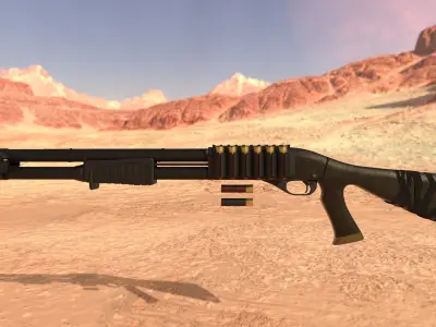 Model 870 Shotgun - Game ready asset Low-poly 3D model