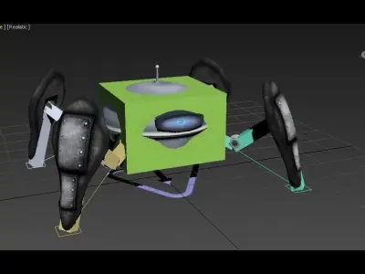 Spiderbot rigged animated Low-poly 3D model