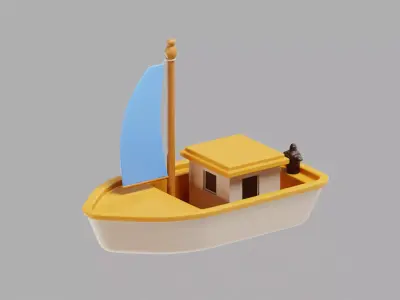 Yacht Cartoon Low-poly 3D model