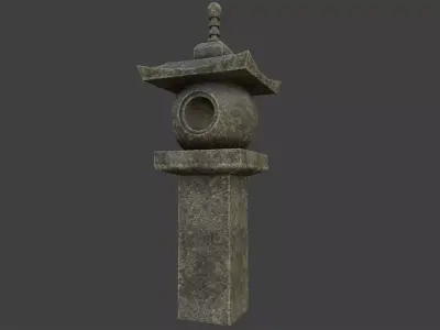 Japanese Stone Lantern 8 Low-poly 3D model