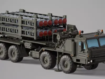 Vityaz S 350E 50R6 Missile Launcher Rigged Low-poly 3D model