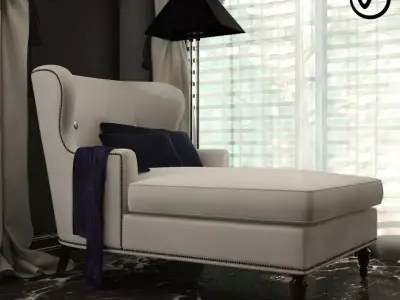 Wing Chair cum Divan Free 3D model