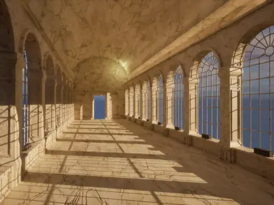 Marble corridor Low-poly 3D model