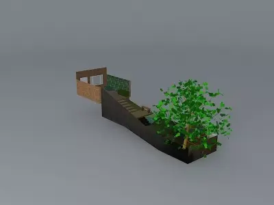 Steeply sloping garden with steps  Free 3D model