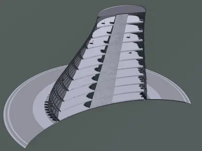 Concept building in section cut 3D model