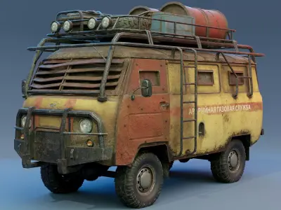 Post Apocalyptic UAZ Free low-poly 3D model