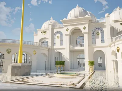 Serenity of the Sikh Gurudwara Low-poly 3D model