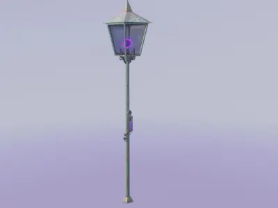 stylized steampunk lamp staff PBR Game ready Low-poly 3D model