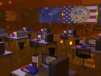 Military Control Room Low-poly 3D model