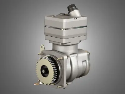 Air Brake Compressor - One Piston - DD5 Diesel Engine 3D model