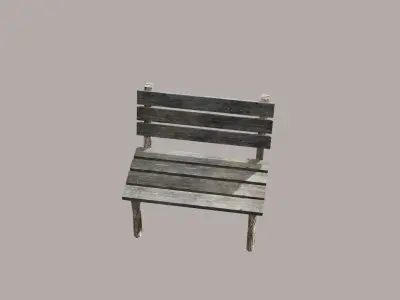 Realistic Low Poly Wooden Bench 3D Asset Outdoor Environments Low-poly 3D model