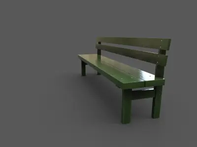 Wood Bench Low-poly 3D model shop