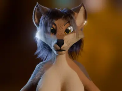 Natsuki Anthro Fox Free low-poly 3D model